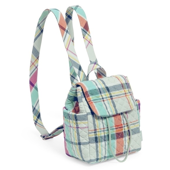 NWT Vera Bradley Pastel Plaid Quilted Mini Backpack - Picture 4 of 10